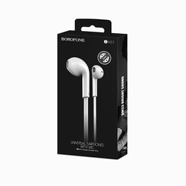  Проводные наушники с микрофоном вкладыши Borofone BM23 Bright sound, 3.5 Jack (white) 