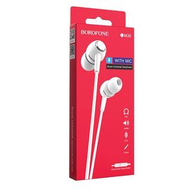  Проводные наушники с микрофоном внутриканальные Borofone BM36 Acura, 3.5 Jack (white) 