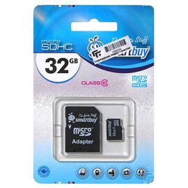  Карта флэш-памяти MicroSD 32 Гб Smart Buy +SD адаптер (class 10) 