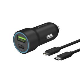  АЗУ USB-C + USB A, PD 3.0, QC 3.0, 20W, дата-кабель USB-C - Lightning (MFI), 1.2м, черный, Deppa, 11297 