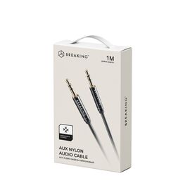 Кабель AUX Breaking (3,5x3,5) нейлоновый 1м (Черный) 