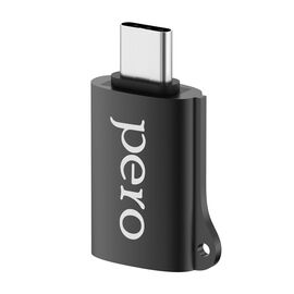  Адаптер PERO AD02 OTG TYPE-C TO USB 2.0, черный 