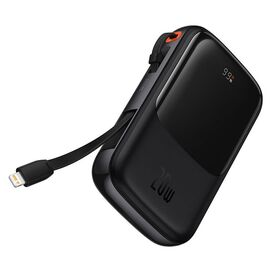  Портативный аккумулятор BASEUS Qpow Pro Digital Display, встроенный кабель Lightning, 3A, 10000 мА⋅ч, черный 