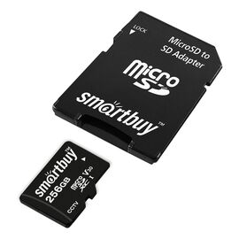  MicroSDXC  256GB  Smart Buy Class 10 UHS-I V10 для видеонаблюдения + SD адаптер 