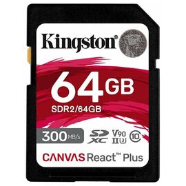  SDXC  64GB  Kingston Class 10 UHS-II U3 V90 React Plus (300 Mb/s) 