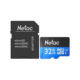  MicroSD  32GB  Netac  P500  Standard  Class 10  UHS-I (90 Mb/s) + SD адаптер 