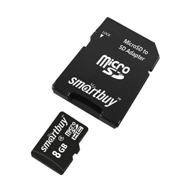  MicroSD  8GB  Smart Buy Class  4 + SD адаптер 