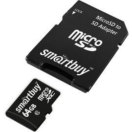  MicroSD  64GB  Smart Buy Class  10 + SD адаптер 