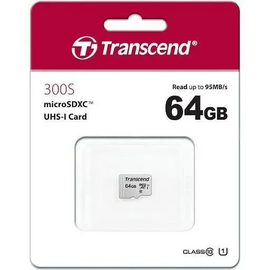  MicroSD  64GB  Transcend 300S UHS-I U1 без адаптрера 