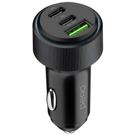  AЗУ PERO AC07 USB-A QC3.0 + USB-C PD + USB-C PD, 66W, черное 