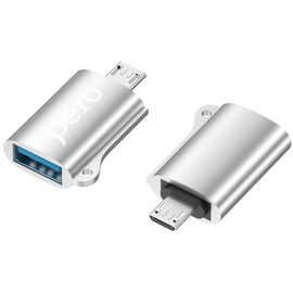  Адаптер PERO AD02 OTG TYPE-C TO USB 2.0, серебристый 