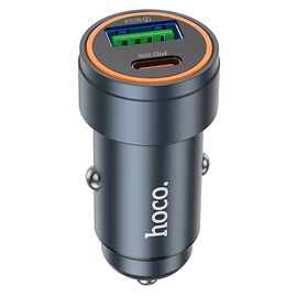  Адаптер Автомобильный с кабелем Hoco Z57A Glorious PD30W+QC3.0 (Type-C/Type-C) (metal gray) (236200) 