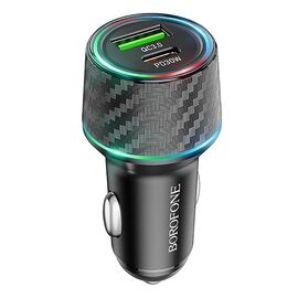  Адаптер Автомобильный Borofone BZ21 Brilliant PD/QC3.0 48W USB/Type-C (black carbon) (219464) 