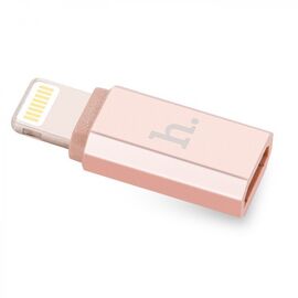  Переходник 8 pin - микро USB(f) HOCO, 0.05м, плоский, алюминий, цвет: розовое золото (1/200/1200) 