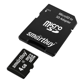  MicroSD  4GB  Smart Buy Class  4 + SD адаптер 