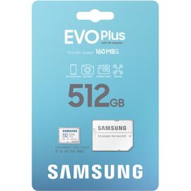 Карта памяти Samsung Evo Plus MB-MC512SA/EU 512GB microSDXC Class 10, UHS-I, (SD адаптер) 160MB/s 