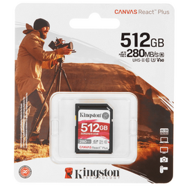  Карта памяти SDXC Kingston SDR2V6/512GB 512GB Canvas React Plus w/o adapter 