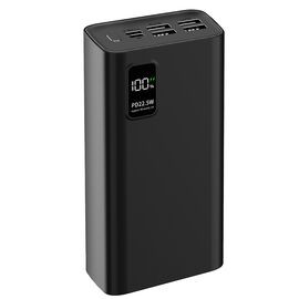  Внешний аккумулятор PERO PB07 30000 mAh, Li-Pol, output USB-C + 4 USB-A, черный 