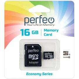  Карта памяти Perfeo microSD 16GB High-Capacity (Class 10) (серия экономи), (Арт. PF16GMCSH10AES) 