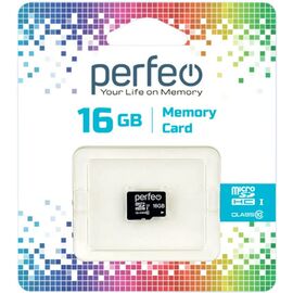  Карта памяти Perfeo microSD 16GB High-Capacity (Class 10) без адаптера, (Арт. PF16GMCSH10) 
