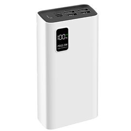  Внешний аккумулятор PERO PB07 30000 mAh, Li-Pol, output USB-C + 4 USB-A, белый 