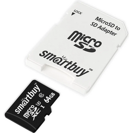  MicroSD  64GB  Smart Buy Сlass 10 Pro UHS-I U3 (60/95 Mb/s) + SD адаптер 