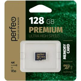  Карта памяти Perfeo microSDXC 128GB High-Capacity (Class 10) UHS-3 V30 без адаптера, (Арт. PF128GMCSX10V30) 