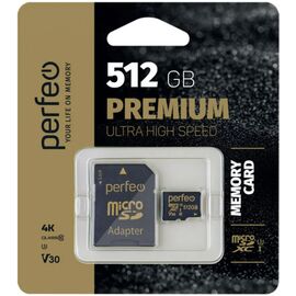  Карта памяти Perfeo microSDXC 512GB High-Capacity (Class 10) UHS-3 V30, (Арт. PF512GMCSX10V30A) 