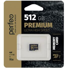  Карта памяти Perfeo microSDXC 512GB High-Capacity (Class 10) UHS-3 V30 без адаптера, (Арт. PF512GMCSX10V30) 