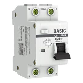  Дифавтомат EKF Basic АД-12 (DA12-20-30-bas) 1P+N 20А 30мА тип АС х-ка C эл. 4,5кА 