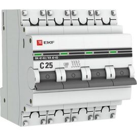  Автоматический выключатель EKF PROxima ВА 47-63 (mcb4763-4-25C-pro) 25А (C) 4,5kA 4P 