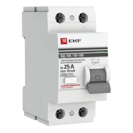  УЗО EKF PROxima ВД-100 2P (elcb-2-25-10-em-pro) 25А/10мА электромеханическое 