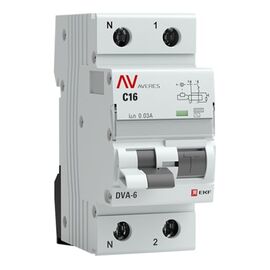  Дифавтомат EKF Averes DVA-6 (rcbo6-1pn-16C-30-ac-av) 1P+N 16А (C) 30мА (AC) 6кА 