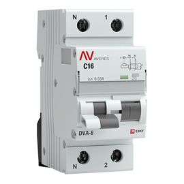  Дифавтомат EKF Averes DVA-6 (rcbo6-1pn-16C-30-a-av) 1P N 16А C 30мА A 6кА 
