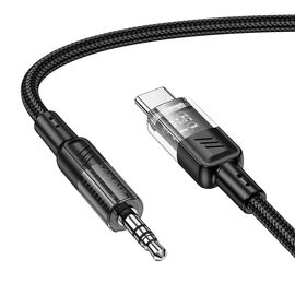  Кабель Type-C - 3.5mm Hoco UPA27 Spirit transparent 120см   (black) (230124) 