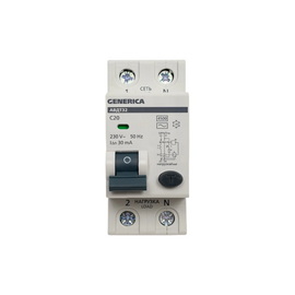  Дифавтомат IEK АВДТ 32 Generica (MAD25-5-020-C-30) 20A тип C 4.5kA 30мА AC 2П 230В 2мод серый (упак.:1шт) 
