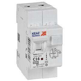  Дифавтомат КЭАЗ D63-22C16-AC-У3 (328098) 2п с защитой от сверхтоков OptiDin C16 30мА 4.5кА 