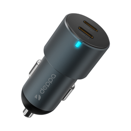  AЗУ 2xUSB-C, PD, 60W, металл, серый, Deppa 