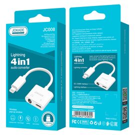  Переходник с 3.5 jack и Lightning на Lightning Jokade JC008 (white) 