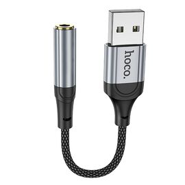  Переходник Jack 3.5 (м) - USB (п) Hoco LS36 Fresh 8см (black) (235055) 