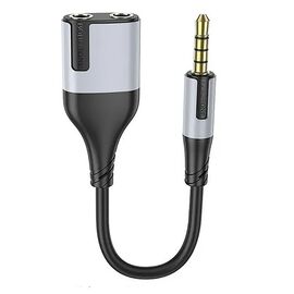  Переходник 2*Jack 3,5 (м) - Jack 3,5 (п) Borofone BL19 Creator 10см (black) (225501) 