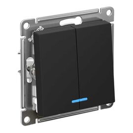  Выключатель Systeme electric AtlasDesign ATN001053S 2-клавишный с подсветкой, сх.5а, 10АХ, быстрозажимные клеммы, карбон 