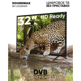  32" Телевизор Soundmax SM-LED32M09 черный 1366x768, HD, 60 Гц 