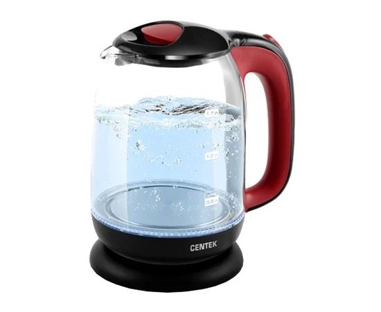  Чайник Centek CT-0034 Black  <Vancouver> стекло, 1.8л, 2200Вт, внутренняя LED подсветка, кнопка 