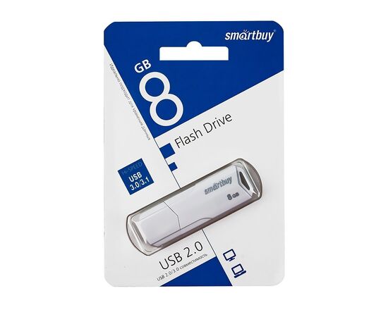  Флэш накопитель USB  8 Гб Smart Buy CLUE (white) (205831) 