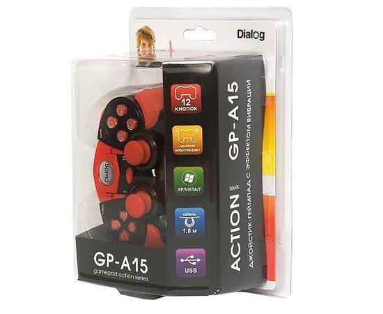  Геймпад Dialog Action GP-A15 для ПК (black/red) (65675) 