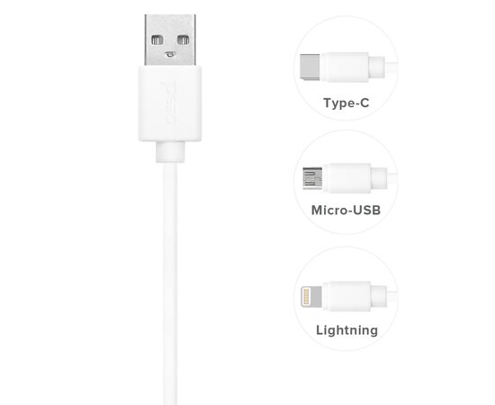  Дата-кабель PERO DC-03 micro-USB, 2А, 2м, белый 