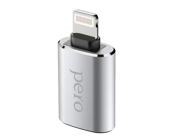  Адаптер PERO AD02 OTG LIGHTNING TO USB 3.0, серебристый 