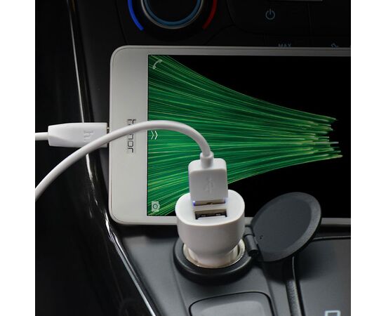  Автомобильное зарядное устройство HOCO Z2A, 2xUSB с Кабелем USB - Lightning, 2.4A, белый 