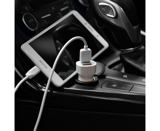  Автомобильное зарядное устройство HOCO Z2A, 2xUSB с Кабелем USB - Lightning, 2.4A, белый 